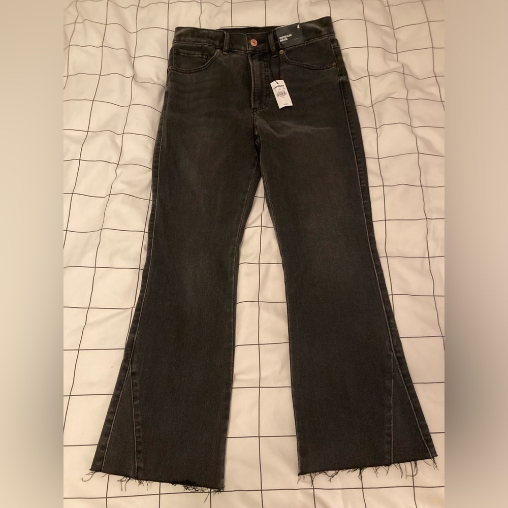 NWT Express Cropped Flare Black Jeans